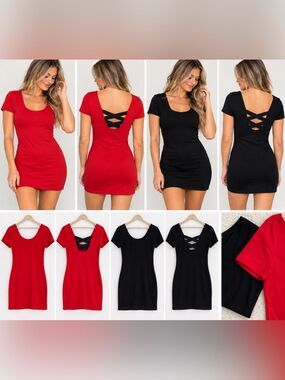 NWT Forever 21 Mini Dress Bundle Red & Black Size Large Cutout Back